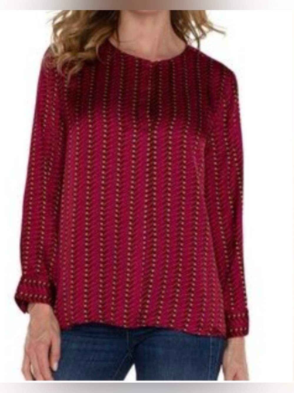 Liverpool Red and Pink Patterned Long Sleeve Blouse